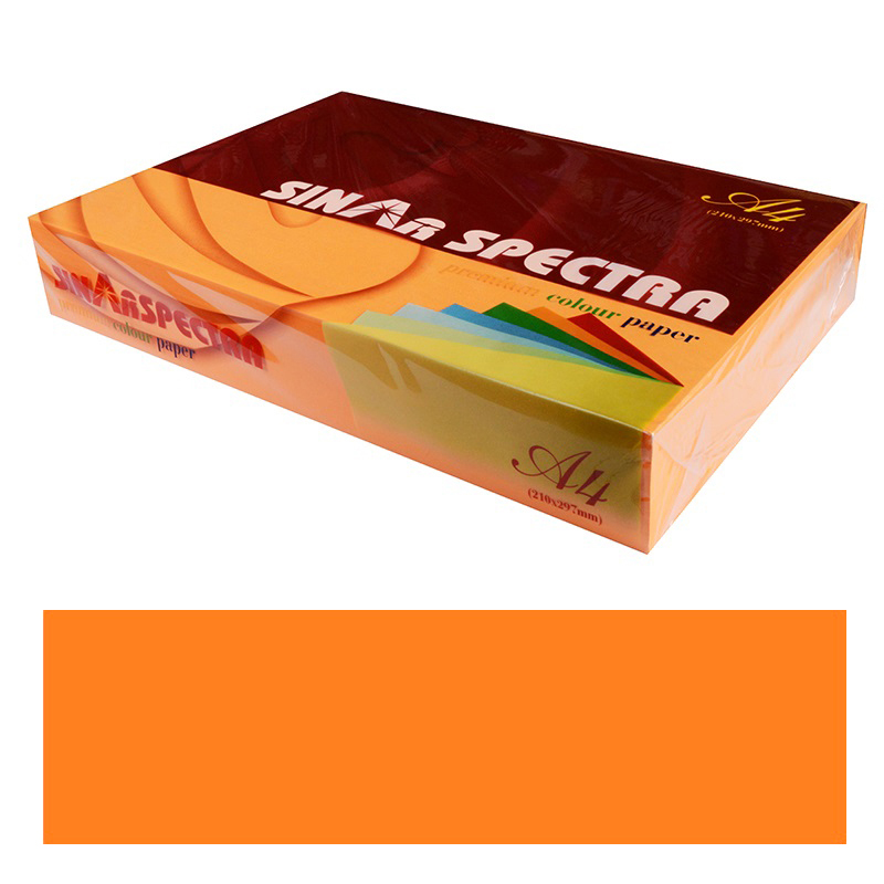 Бумага цветная APP "SINAR SPECTRA", A4, оранжевый неон (CYBER ORANGE) — Абсолют