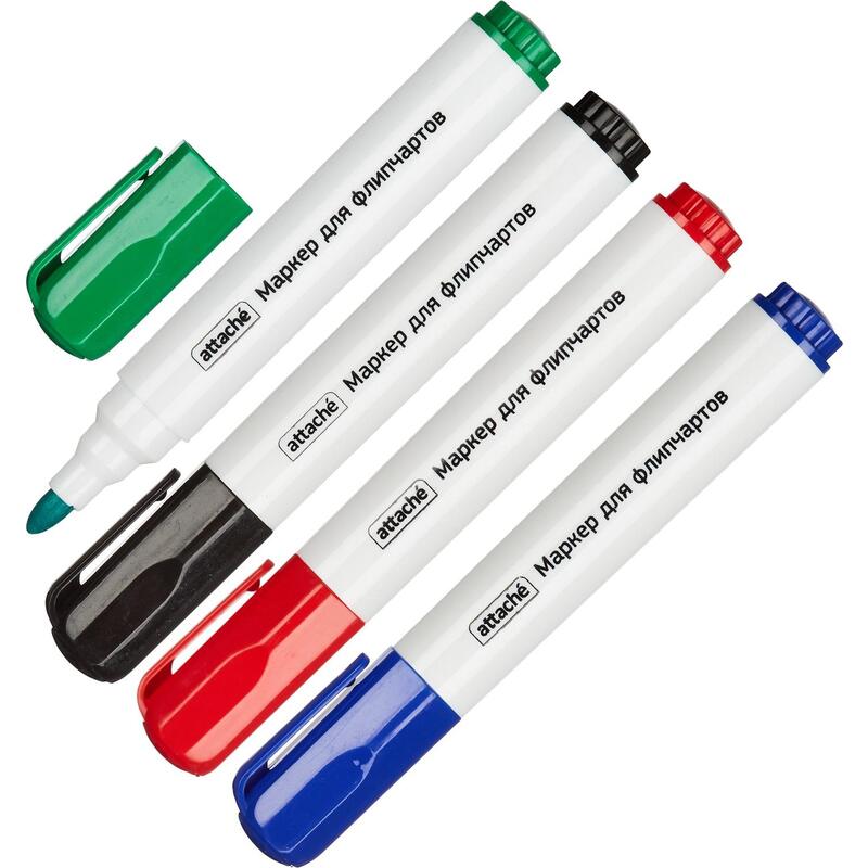 Набор маркеров для флипчарта "Attache" 2 - 3 мм., 4 цвета — Абсолют