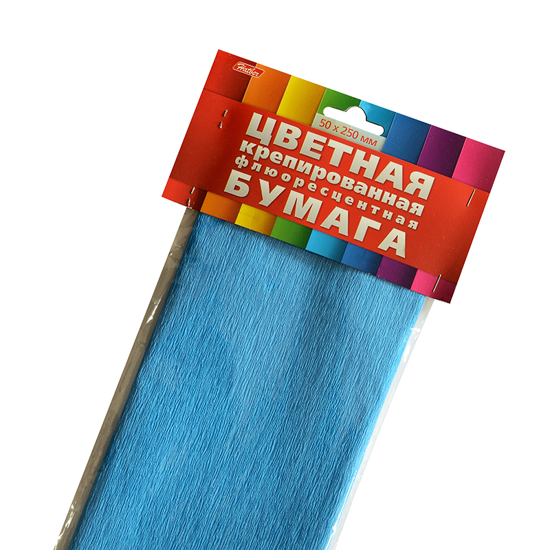Бумага крепированная флюоресцентная Hatber, 1 рулон (50*250 см), синяя — Абсолют