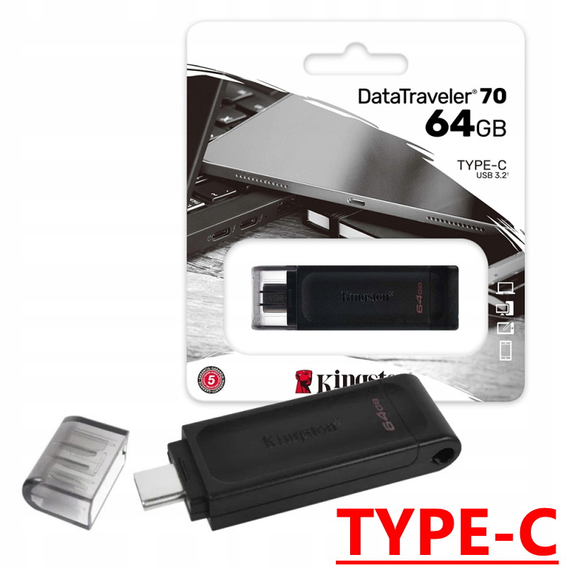 Память USB TYPE-C 3.2 "KINGSTON Data Traveler" 64ГБ, черный — Абсолют