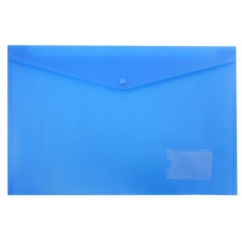 Папка - конверт на кнопке А3 пластик 0,18мм, карман д/визитки, синий — Абсолют