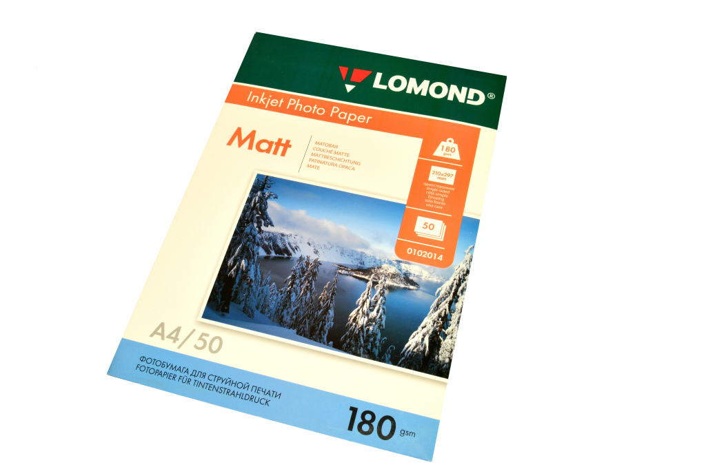 Фотобумага "Lomond" А4, матовая, 180 г/м2, 50 листов — Абсолют