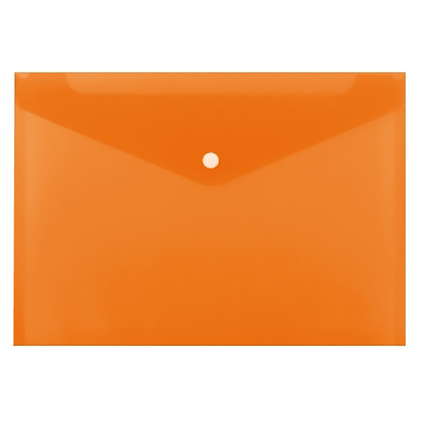 Папка-конверт на кнопке, А5, непрозрачная, оранжевая — Абсолют