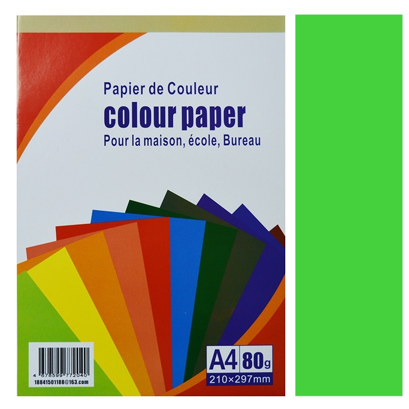 Бумага "Color Paper" А4, 80 г., зеленый (Parrot), 100л. — Абсолют