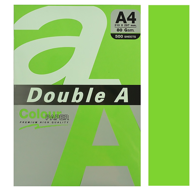 Бумага "Double A" 80 г. А4, 500л., ярко-зеленый (PARROT)  — Абсолют
