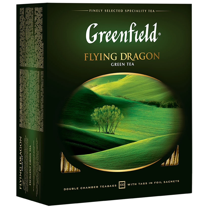 Зеленый чай Greenfield "Flying Dragon", 100 пакетиков, классический — Абсолют
