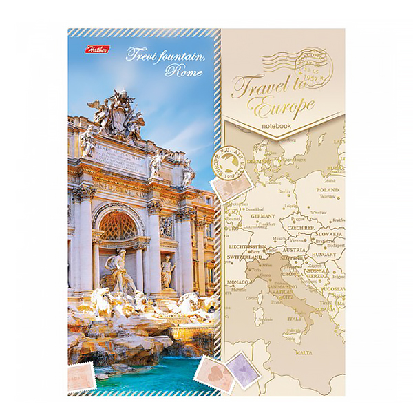 Бизнес-блокнот  "Путешествие в Европу" А5, 80 листов, многоцветный блок — Абсолют