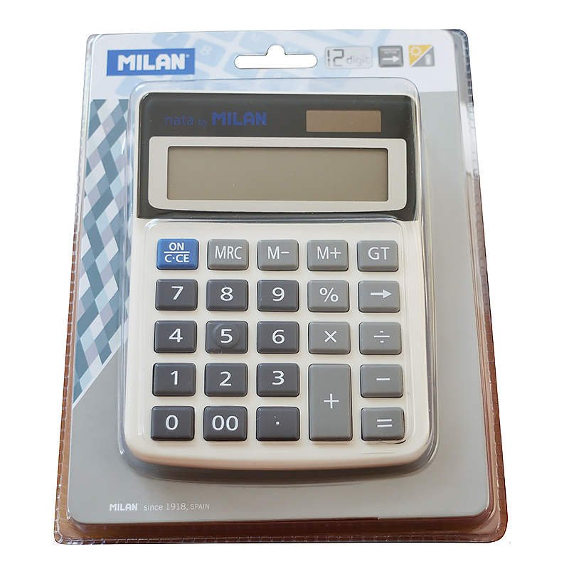 Калькулятор "MILAN" 12 разр., 130х100х15мм., серый — Абсолют